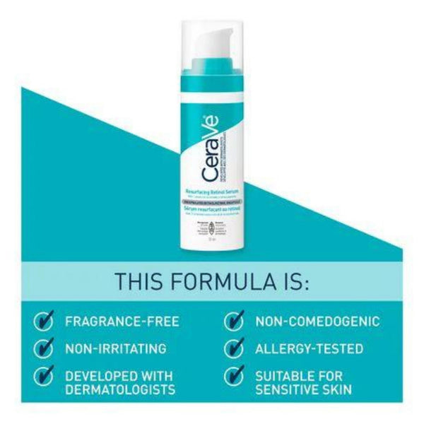 CeraVe Retinol Serum for Post-Acne Marks and Skin Texture | Pore Refining, Resurfacing, Brightening Facial Serum with Retinol | Fragrance Free & Non-Comedogenic| 1 Oz