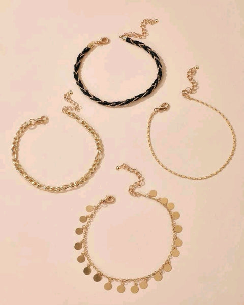 4pcs Round Charm Anklet