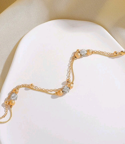 Rhinestone Detail Layered Anklet.