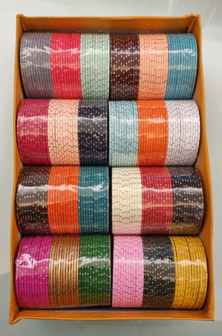 Multi color bangle set ( 12 bangles )      Size: 2.6 small, 2.8 medium, 2.10 large ( please check size from the chart )