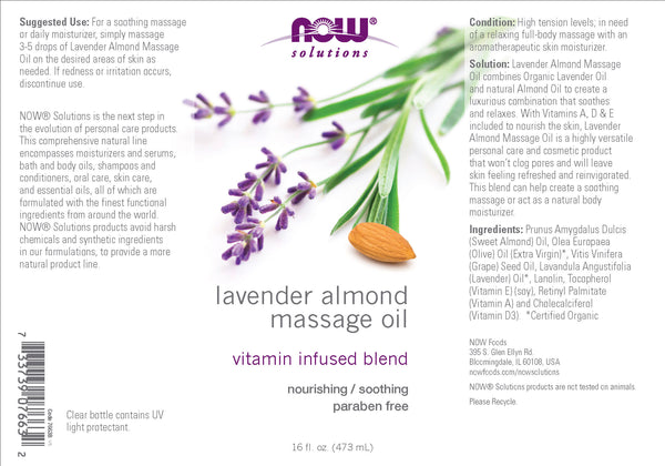 Solutions, Lavender Almond Massage Oil, 16 fl oz (473 ml)