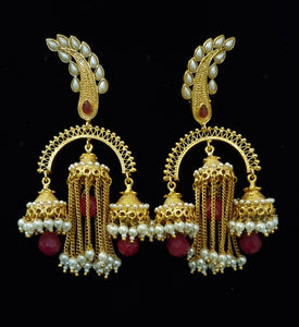 Fusion Chandbali Traditional Chain Tassel Earrings.