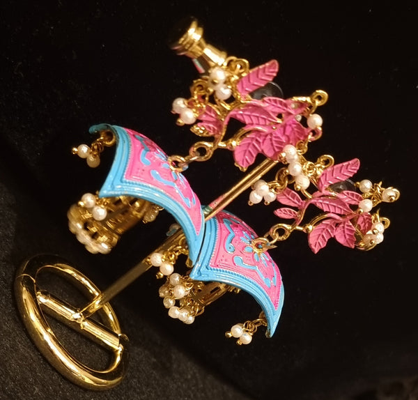 STYLBL designer multi color gold plated drop earrings.