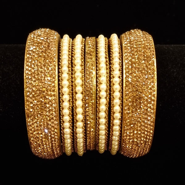 ( 2.6 )Rhinestones with pearl bangles set.
