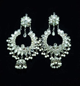 Oxidized Silver Kundan Balis.
