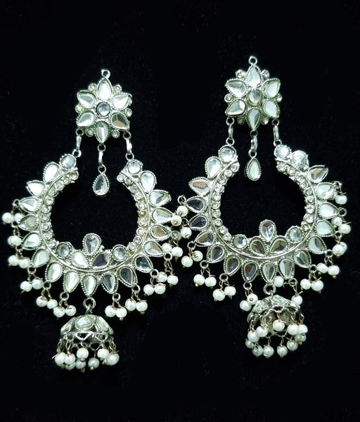 Oxidized Silver Kundan Balis.