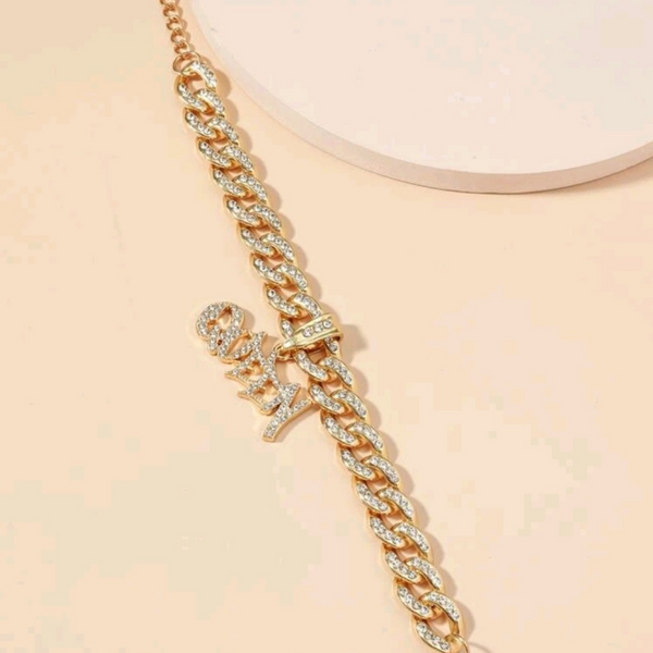 Rhinestone letter charm bracelet.