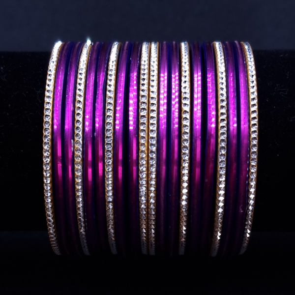 Purple with silvertone metal bangles.