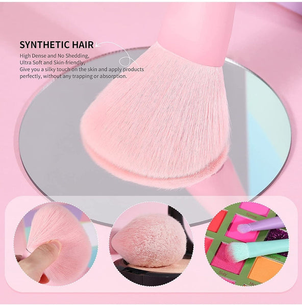 Docolor Makeup Brushes 17 Pcs Colourful Makeup Brush Set Premium Gift Synthetic Kabuki Foundation Blending Face Powder Blush Concealers Eyeshadow Rainbow Make Up Brush Set - Dream of Color