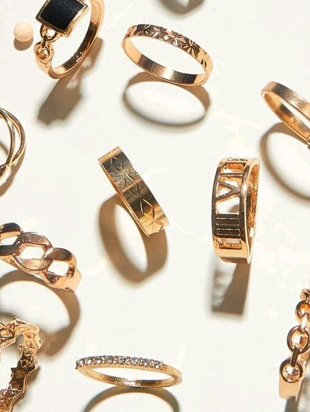 12 Pcs Rhine stone Decor Rings.
